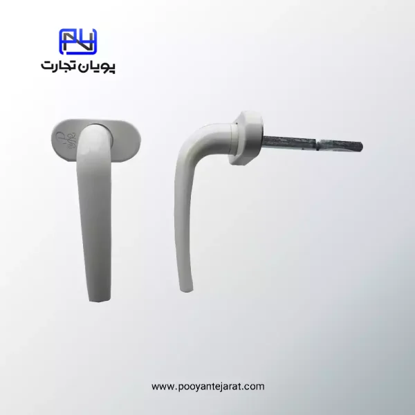 دستگیره در دو تیکه پایه فلزی 010 YAER – سفید براق، آلومینیومی، کلیدخور و دوطرفه