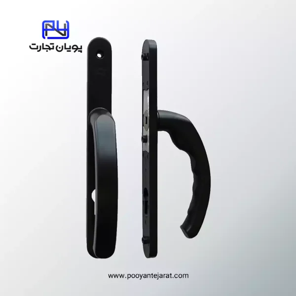 دستگیره پلاک دری ضد سرقت – آلومینیومی مشکی براق، دوطرفه و کلیدخور