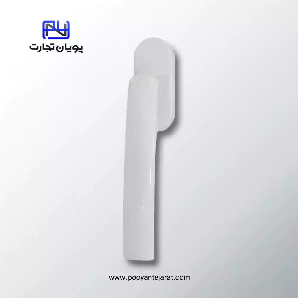 دستگیره پنجره آلومینیومی سفید براق ACCADO — مناسب پنجرههای دوجداره UPVC