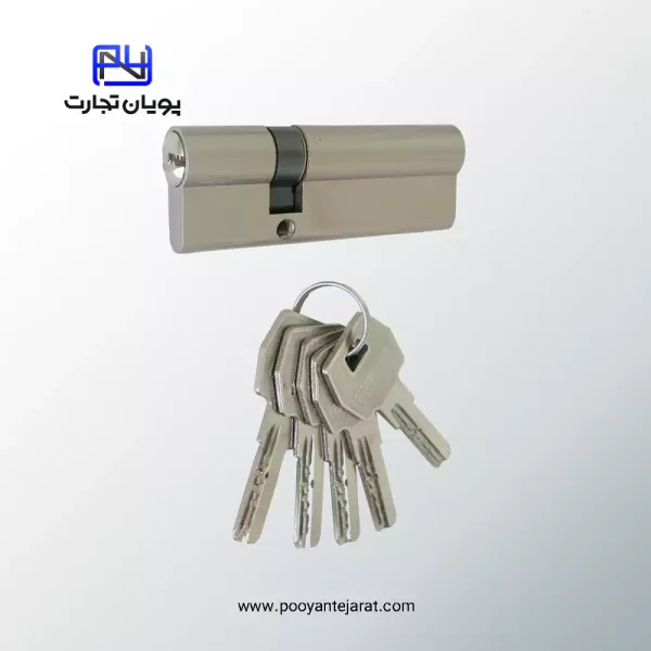 "سیلندر سوئیچی 9 سانتی‌متر HILUKE مدل 6030 – استیل نقره‌ای با زبانه کنار و 5 کلید"
