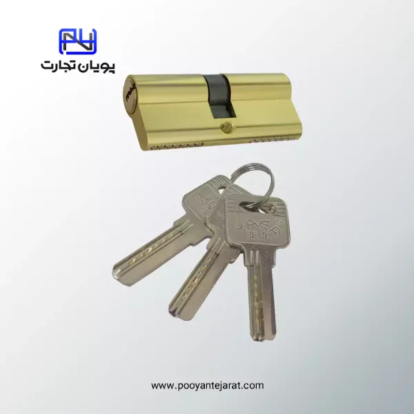 "سیلندر سوئیچی 7 سانتی‌متر YAER مدل 3535 – برنجی با جایگاه زبانه وسط و 3 کلید"