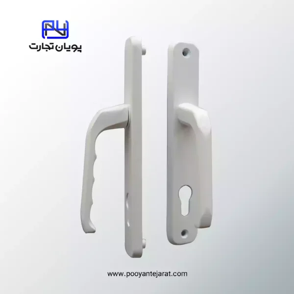 دستگیره درب سوئیچی BELER سفید براق مدل 85×35 میلی‌متر، آلومینیومی دوطرفه مناسب درب داخلی و ورودی