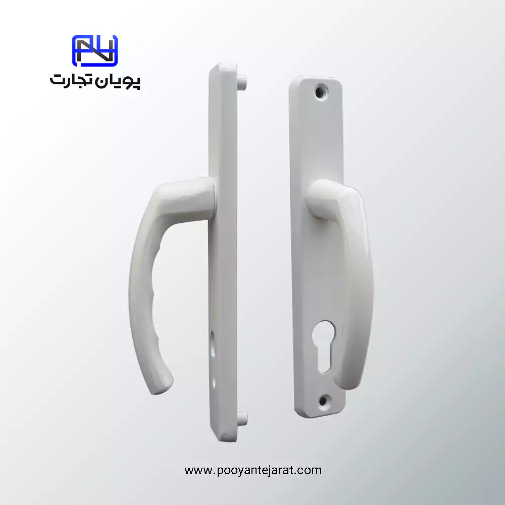 دستگیره درب سوئیچی BELER سفید براق، مدل سنگین آلومینیومی دوطرفه 85×35 میلیمتر – مناسب درب داخلی و ورودی