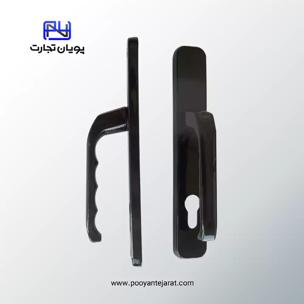 دستگیره درب سوئیچی BELER مشکی براق مدل 85×35 میلیمتر، آلومینیومی دوطرفه مناسب درب داخلی و ورودی
