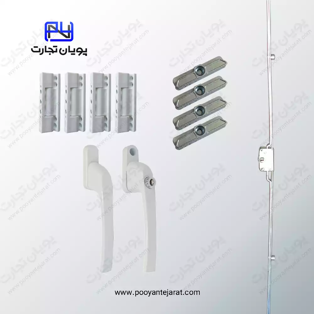 پکیج یراق درب تراس UPVC لولایی | ست کامل یراق درب بالکنی 210×70